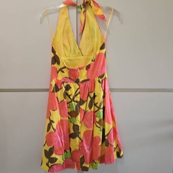 Trina Turk retro style yellow/orange halter sundress, Pre-owned, sz.4 - Picture 7 of 10